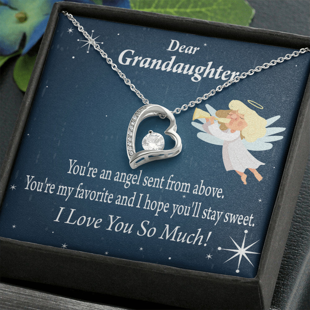 To My Granddaughter Angel Granddaughter Forever Necklace w Message Card-Express Your Love Gifts