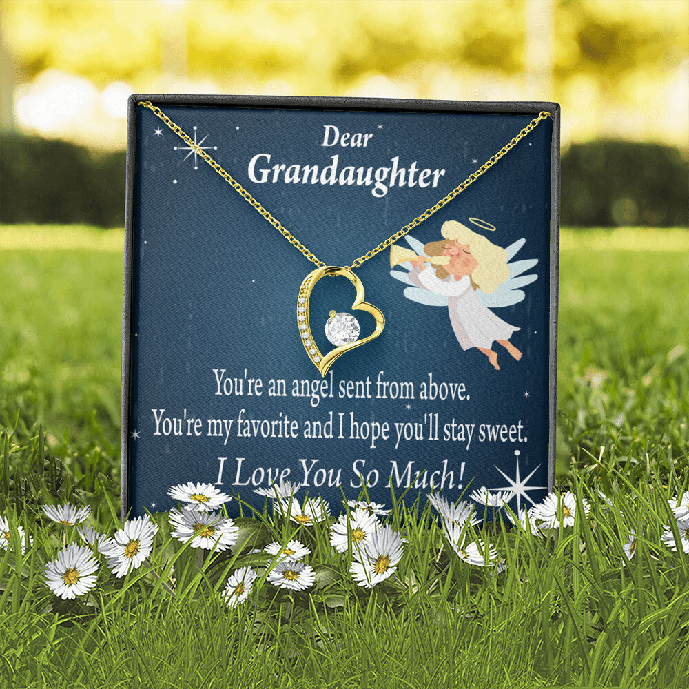 To My Granddaughter Angel Granddaughter Forever Necklace w Message Card-Express Your Love Gifts