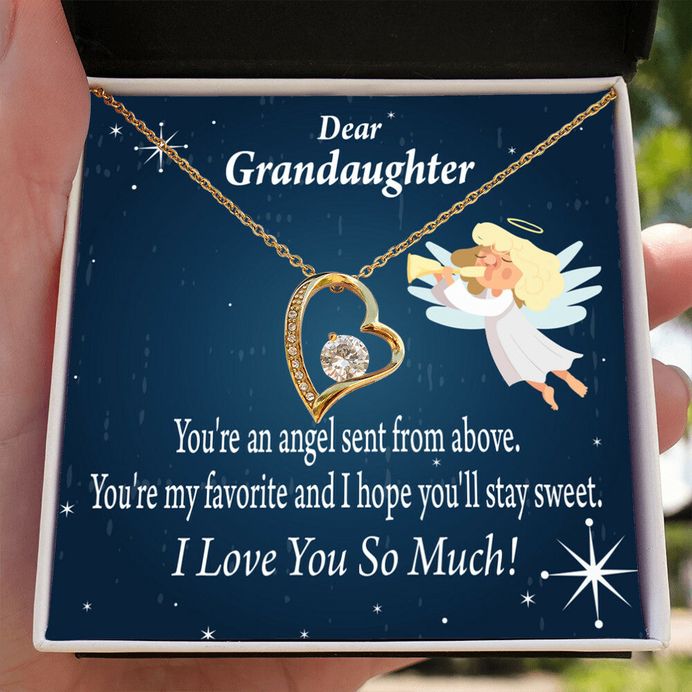 To My Granddaughter Angel Granddaughter Forever Necklace w Message Card-Express Your Love Gifts