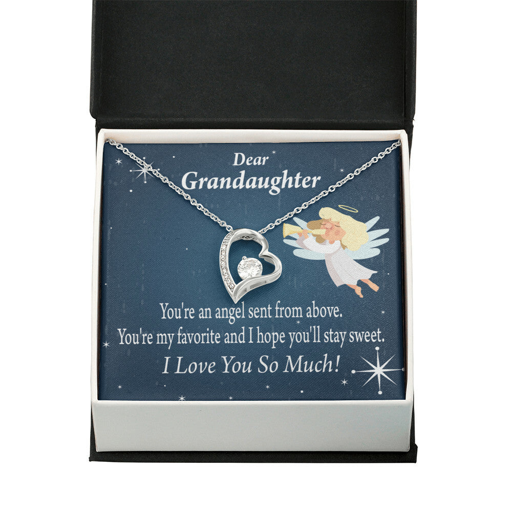 To My Granddaughter Angel Granddaughter Forever Necklace w Message Card-Express Your Love Gifts
