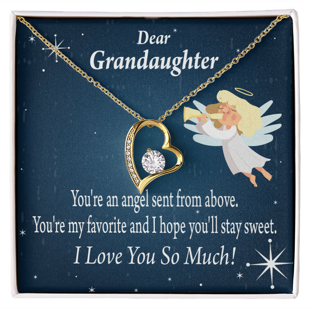 To My Granddaughter Angel Granddaughter Forever Necklace w Message Card-Express Your Love Gifts