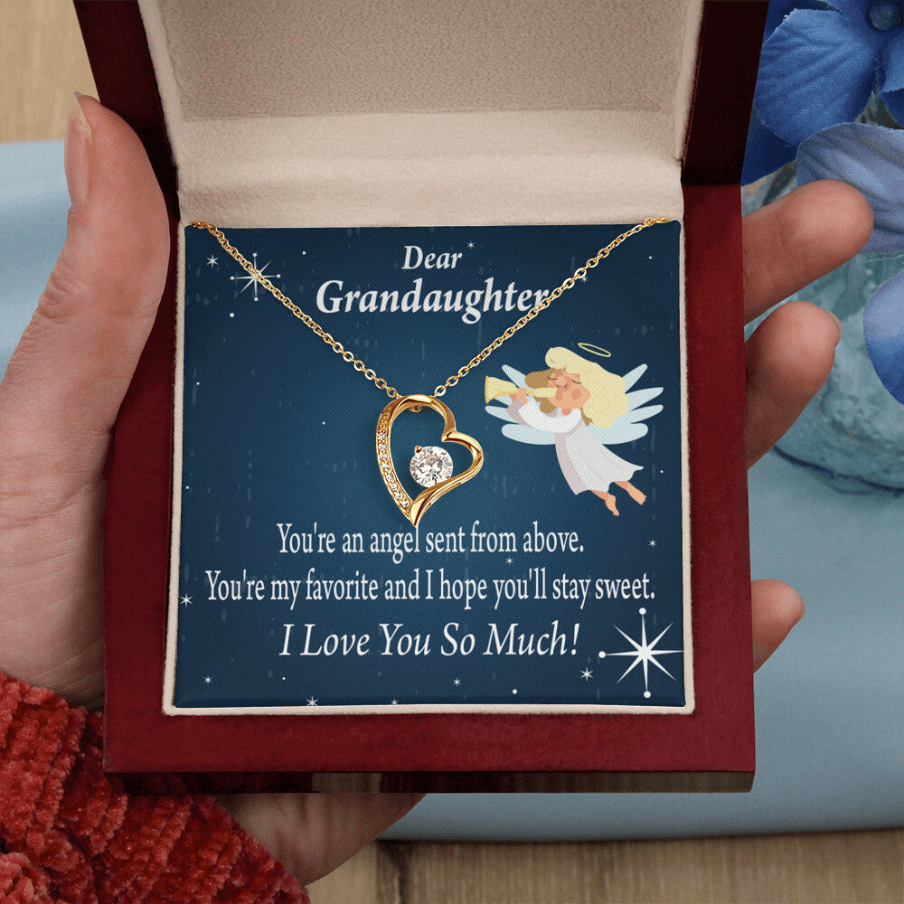 To My Granddaughter Angel Granddaughter Forever Necklace w Message Card-Express Your Love Gifts