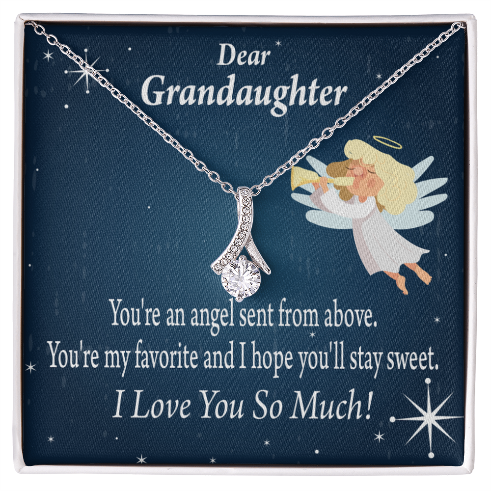 To My Granddaughter Angel Granddaughter From Grandma Alluring Ribbon Necklace Message Card-Express Your Love Gifts