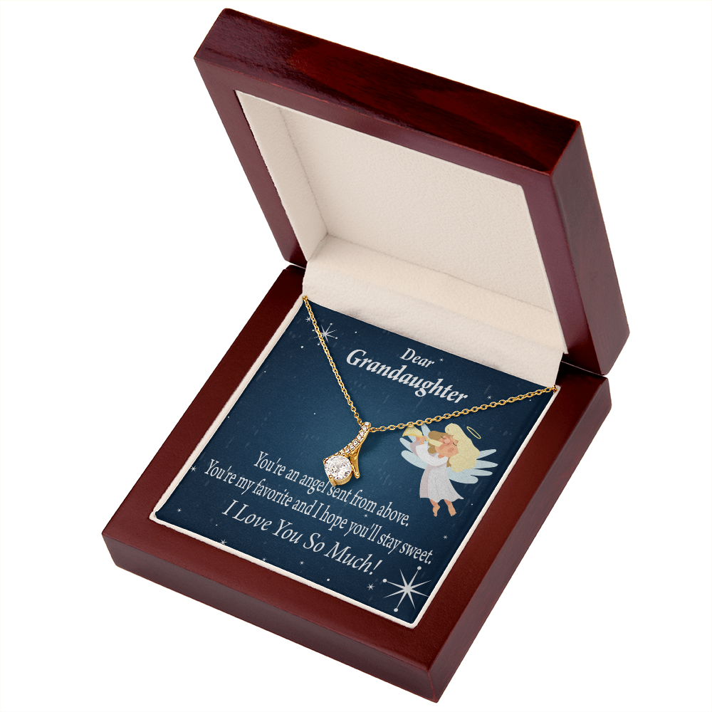 To My Granddaughter Angel Granddaughter From Grandma Alluring Ribbon Necklace Message Card-Express Your Love Gifts