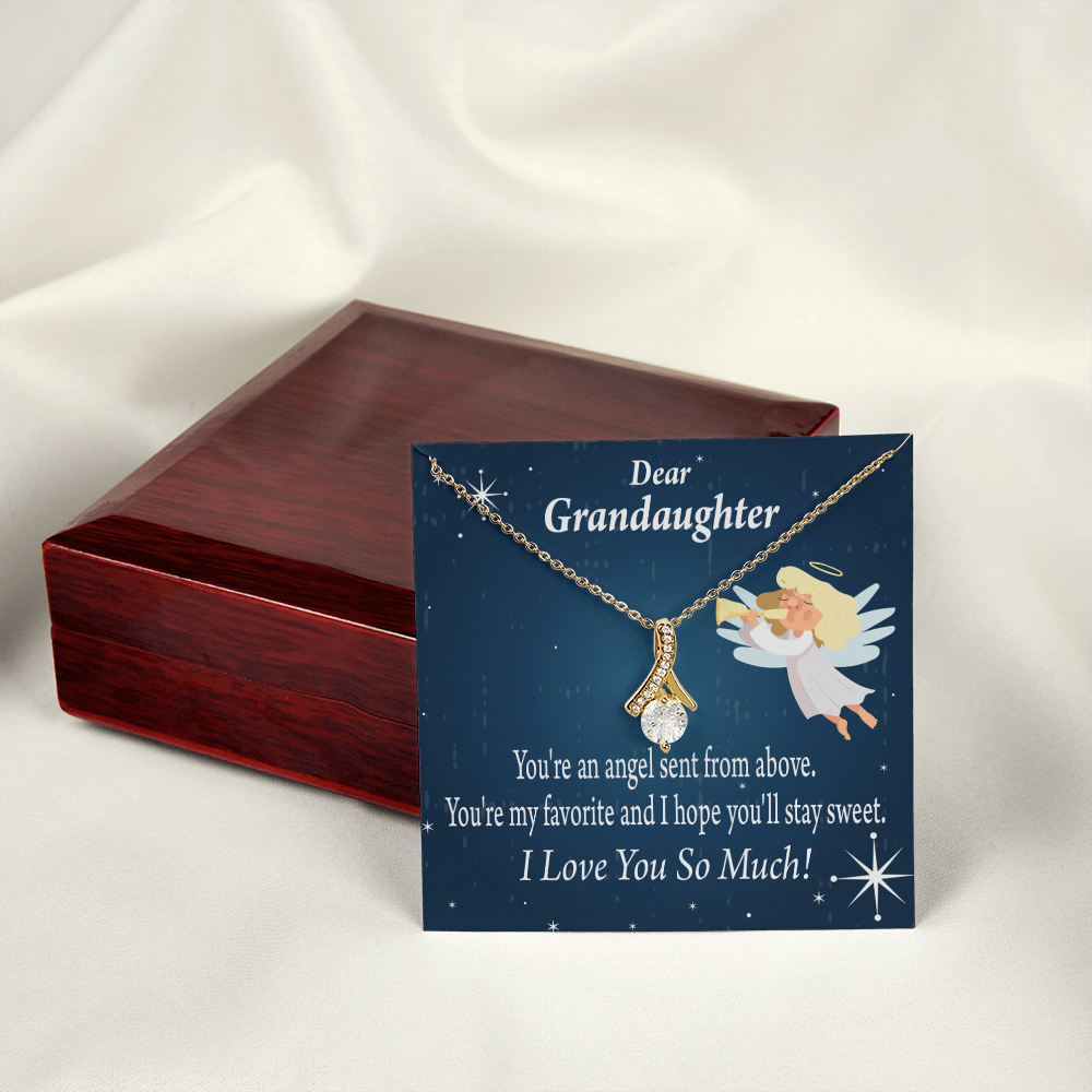 To My Granddaughter Angel Granddaughter From Grandma Alluring Ribbon Necklace Message Card-Express Your Love Gifts
