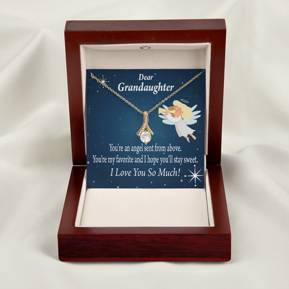 To My Granddaughter Angel Granddaughter From Grandma Alluring Ribbon Necklace Message Card-Express Your Love Gifts