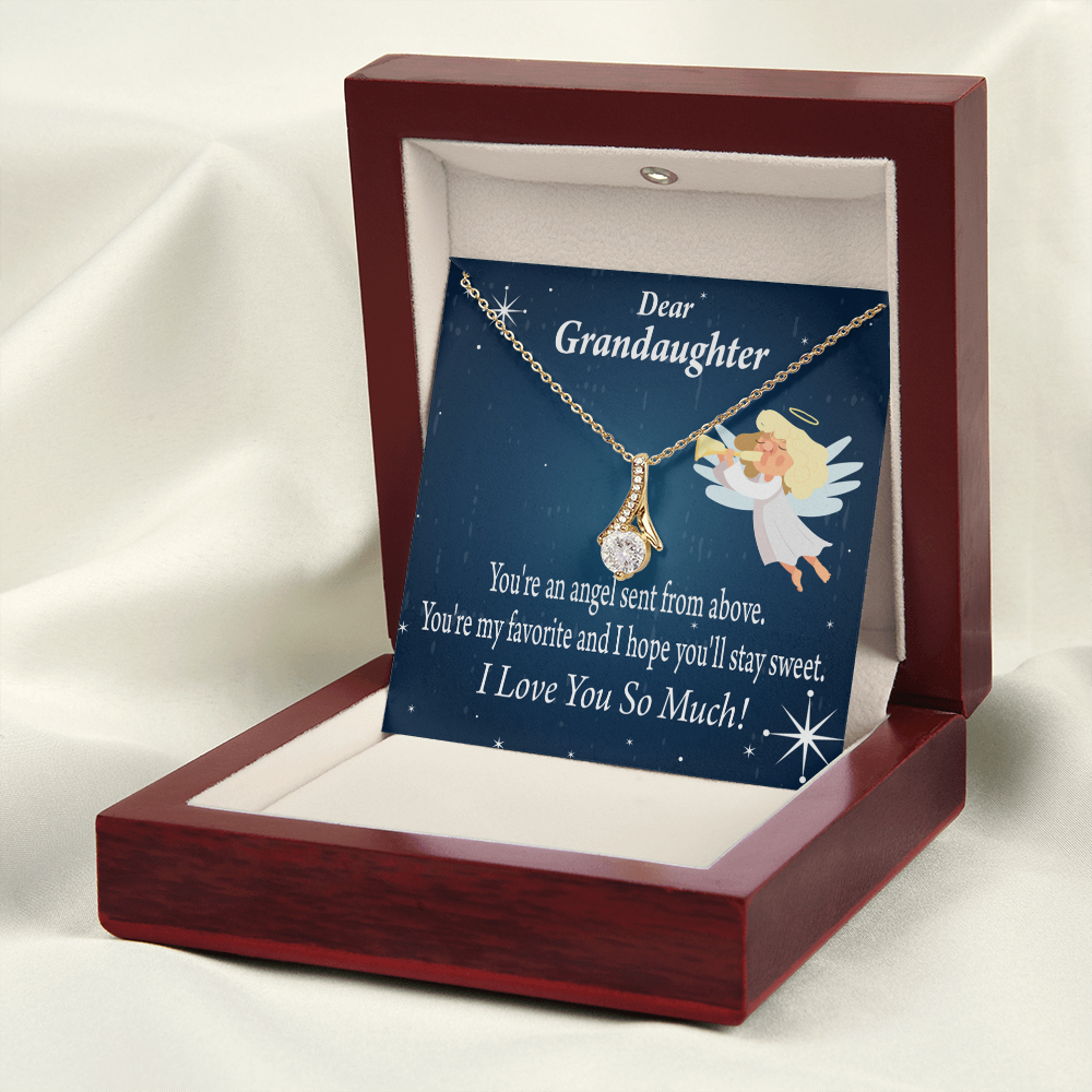 To My Granddaughter Angel Granddaughter From Grandma Alluring Ribbon Necklace Message Card-Express Your Love Gifts