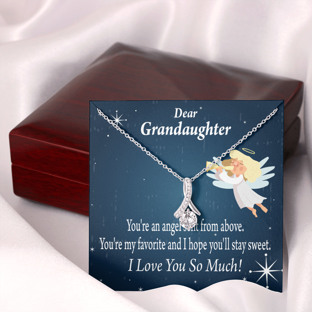 To My Granddaughter Angel Granddaughter From Grandma Alluring Ribbon Necklace Message Card-Express Your Love Gifts