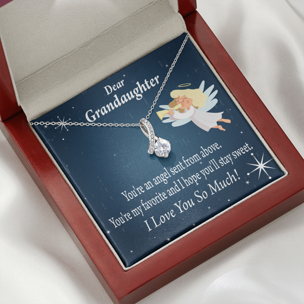 To My Granddaughter Angel Granddaughter From Grandma Alluring Ribbon Necklace Message Card-Express Your Love Gifts