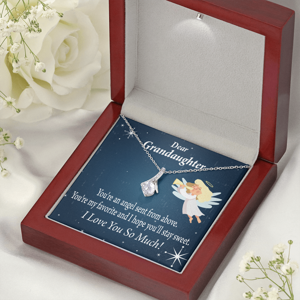 To My Granddaughter Angel Granddaughter From Grandma Alluring Ribbon Necklace Message Card-Express Your Love Gifts