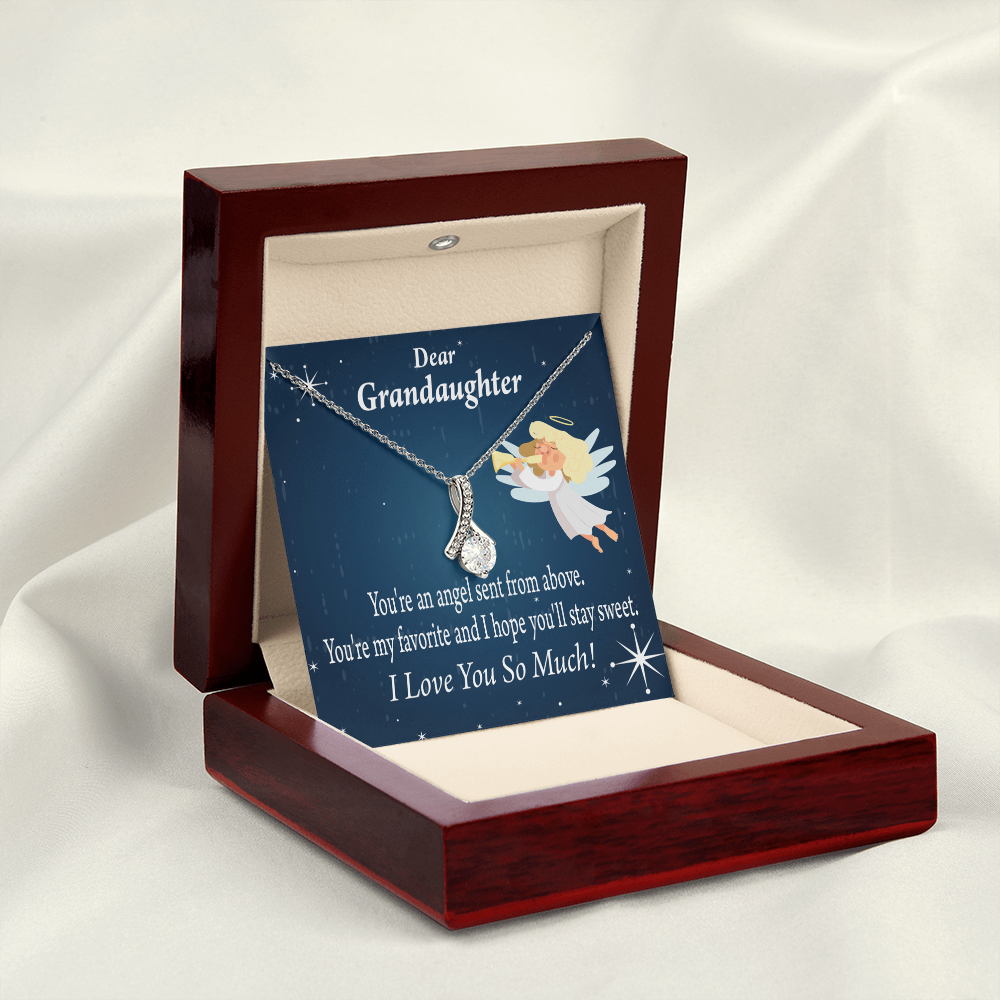 To My Granddaughter Angel Granddaughter From Grandma Alluring Ribbon Necklace Message Card-Express Your Love Gifts