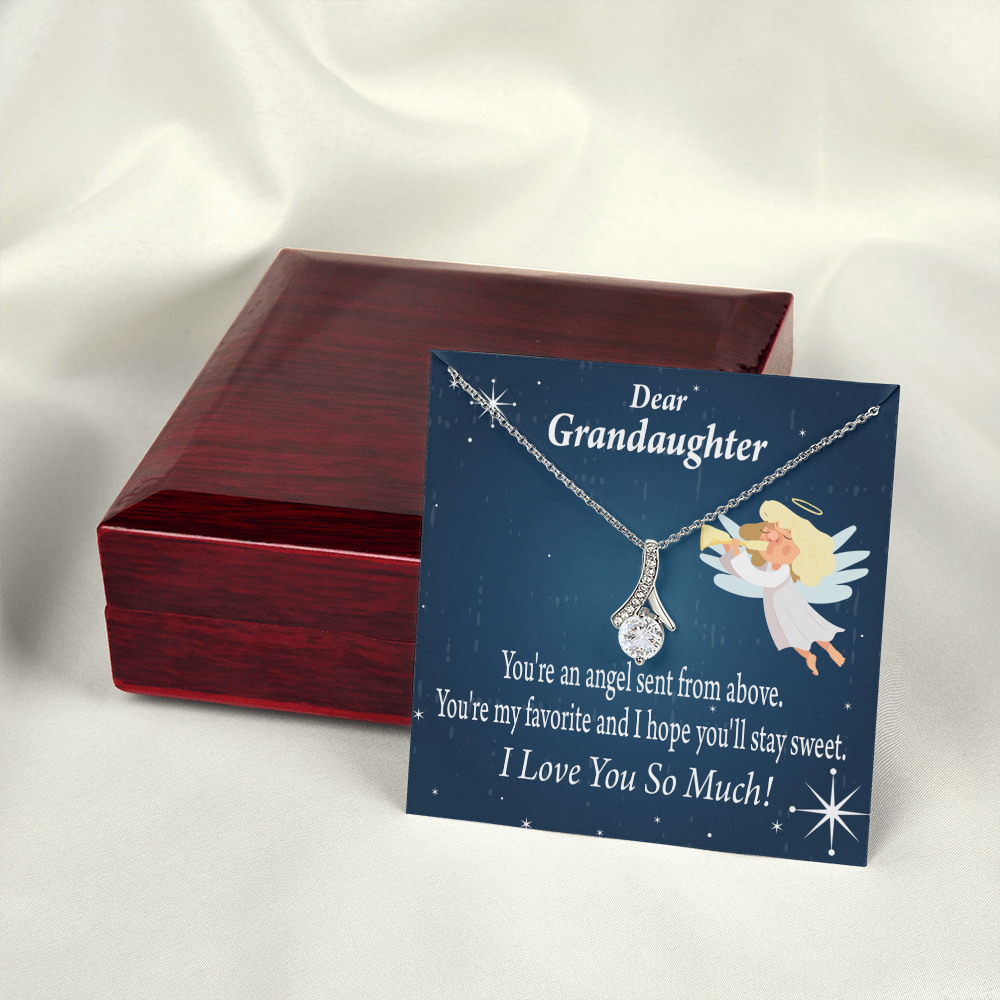 To My Granddaughter Angel Granddaughter From Grandma Alluring Ribbon Necklace Message Card-Express Your Love Gifts