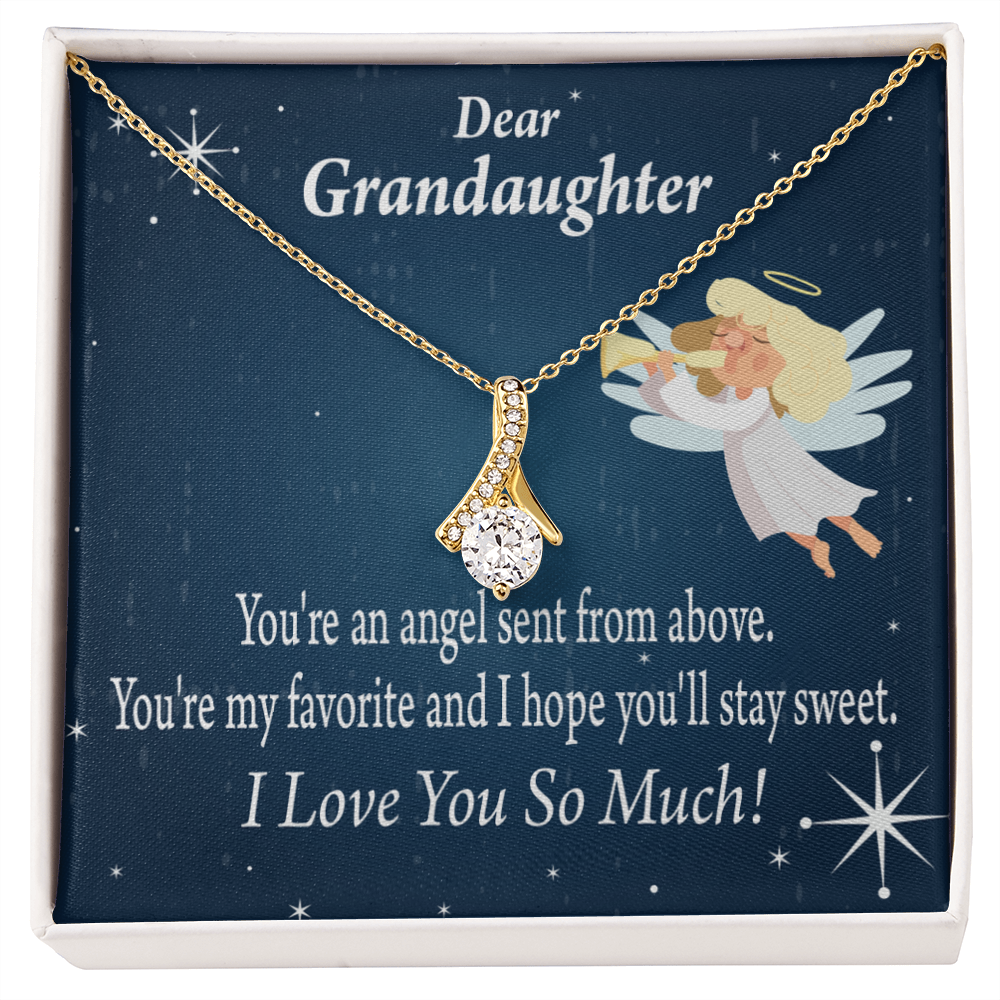 To My Granddaughter Angel Granddaughter From Grandma Alluring Ribbon Necklace Message Card-Express Your Love Gifts