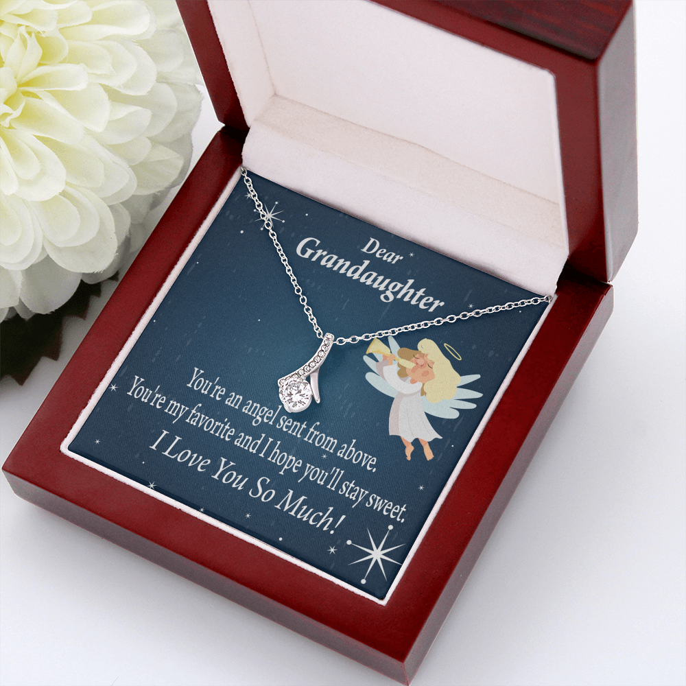 To My Granddaughter Angel Granddaughter From Grandma Alluring Ribbon Necklace Message Card-Express Your Love Gifts