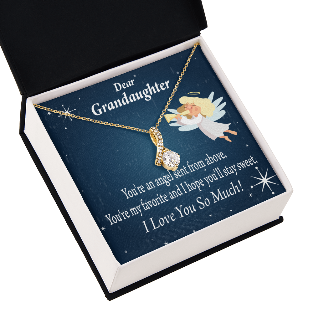 To My Granddaughter Angel Granddaughter From Grandma Alluring Ribbon Necklace Message Card-Express Your Love Gifts