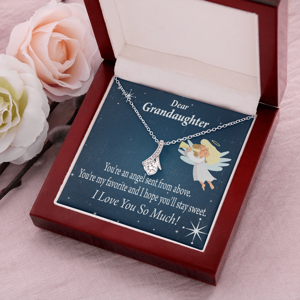 To My Granddaughter Angel Granddaughter From Grandma Alluring Ribbon Necklace Message Card-Express Your Love Gifts