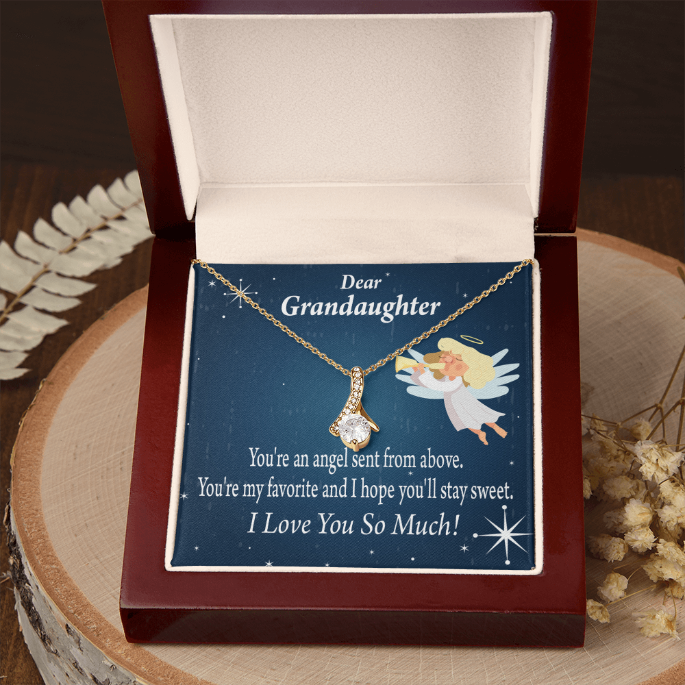 To My Granddaughter Angel Granddaughter From Grandma Alluring Ribbon Necklace Message Card-Express Your Love Gifts