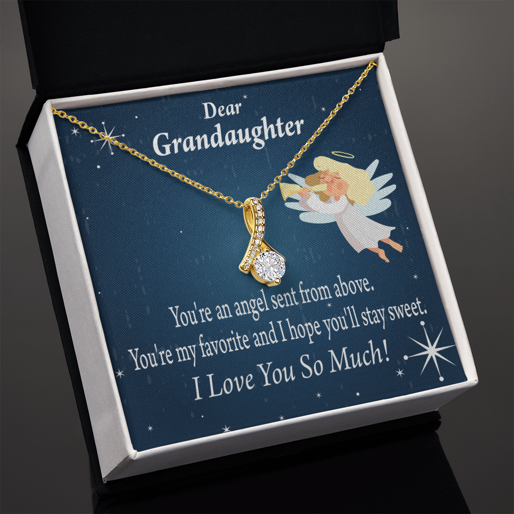To My Granddaughter Angel Granddaughter From Grandma Alluring Ribbon Necklace Message Card-Express Your Love Gifts