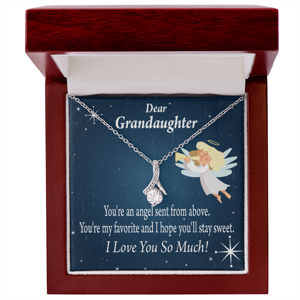To My Granddaughter Angel Granddaughter From Grandma Alluring Ribbon Necklace Message Card-Express Your Love Gifts