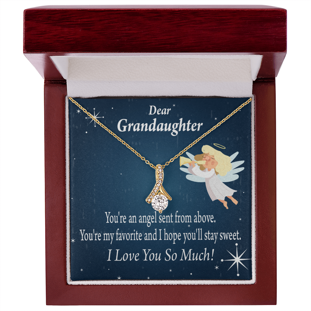 To My Granddaughter Angel Granddaughter From Grandma Alluring Ribbon Necklace Message Card-Express Your Love Gifts