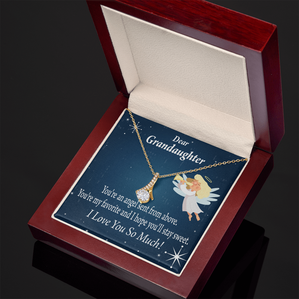 To My Granddaughter Angel Granddaughter From Grandma Alluring Ribbon Necklace Message Card-Express Your Love Gifts