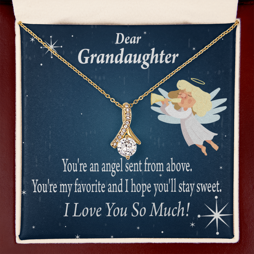 To My Granddaughter Angel Granddaughter From Grandma Alluring Ribbon Necklace Message Card-Express Your Love Gifts