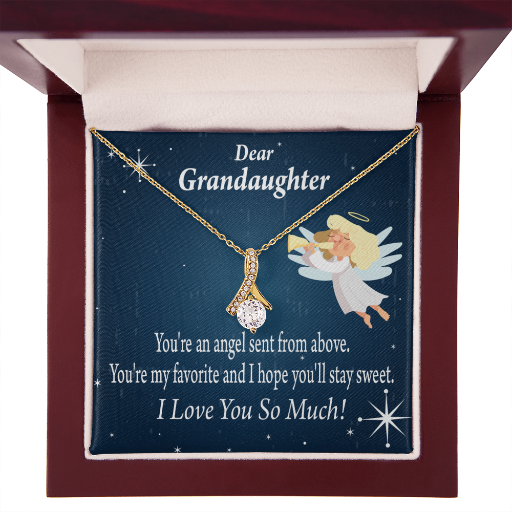 To My Granddaughter Angel Granddaughter From Grandma Alluring Ribbon Necklace Message Card-Express Your Love Gifts