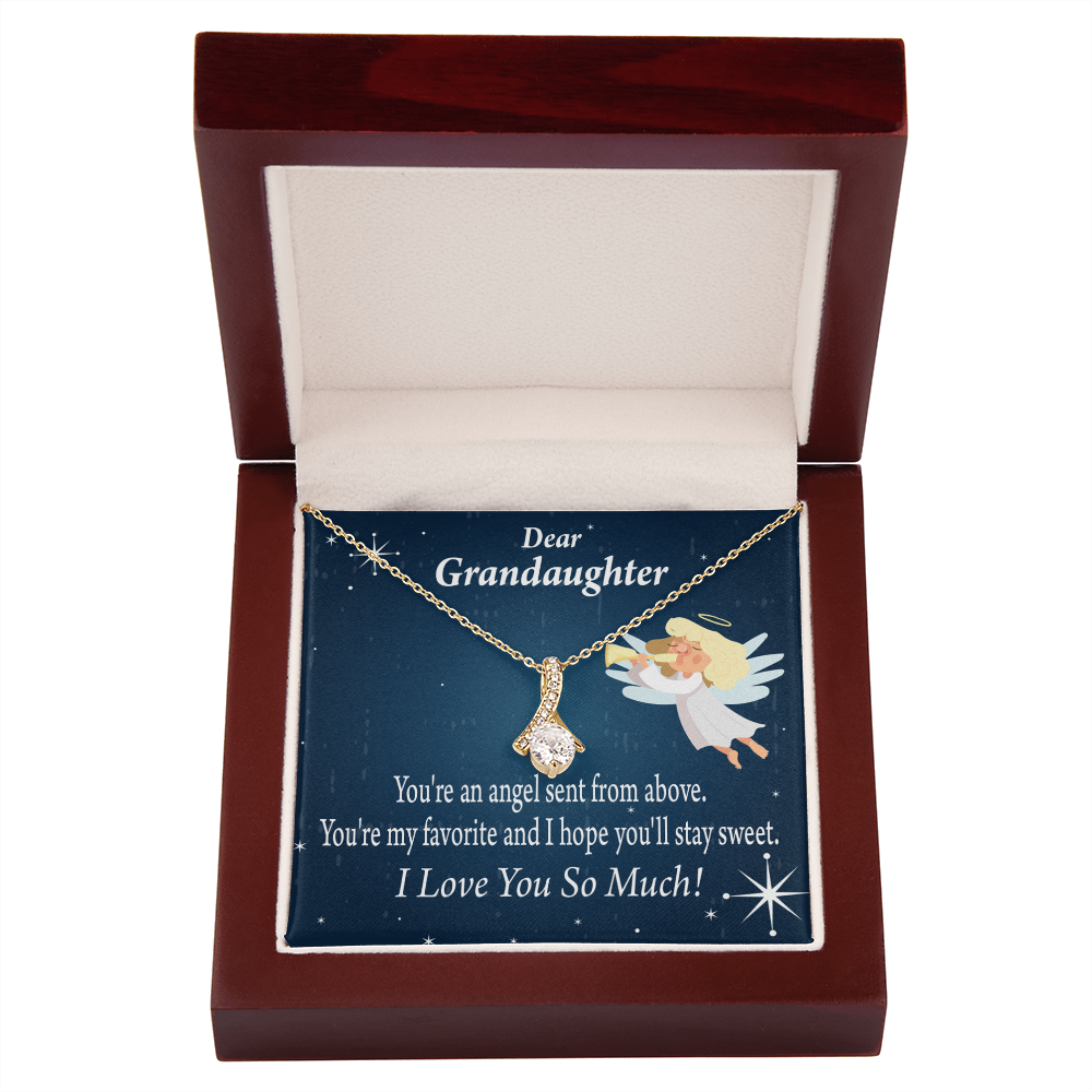 To My Granddaughter Angel Granddaughter From Grandma Alluring Ribbon Necklace Message Card-Express Your Love Gifts
