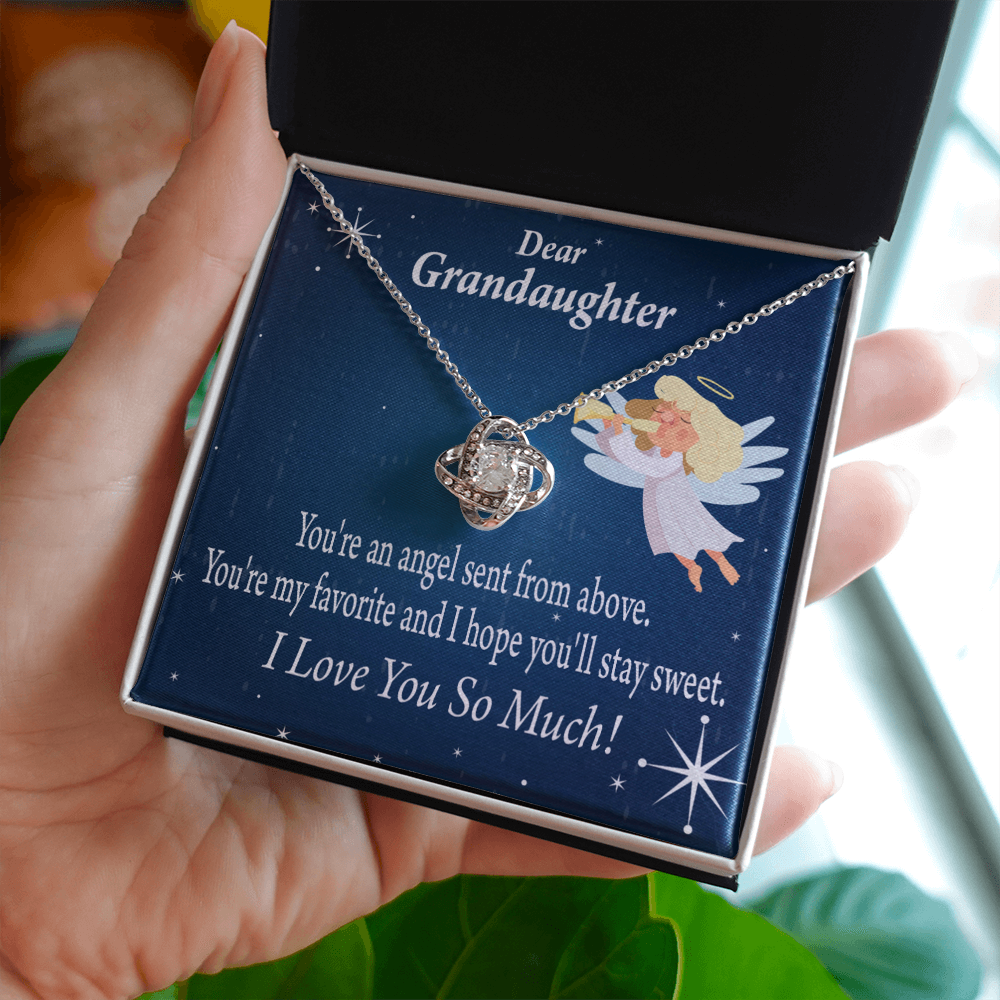 To My Granddaughter Angel Granddaughter Infinity Knot Necklace Message Card-Express Your Love Gifts
