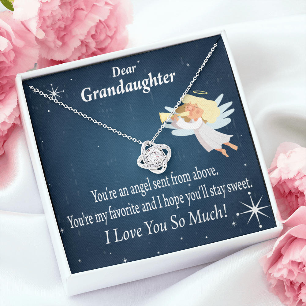 To My Granddaughter Angel Granddaughter Infinity Knot Necklace Message Card-Express Your Love Gifts