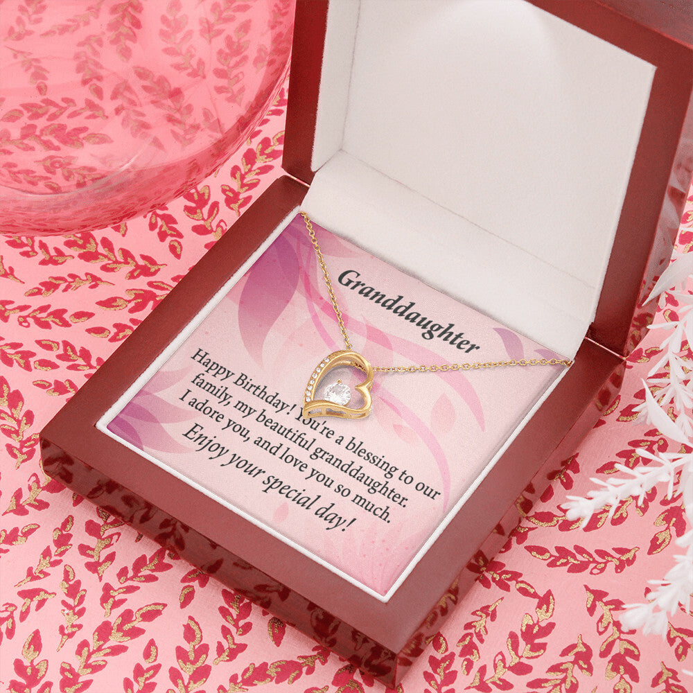 To My Granddaughter Beautiful Granddaughter Birthday Message Forever Necklace w Message Card-Express Your Love Gifts