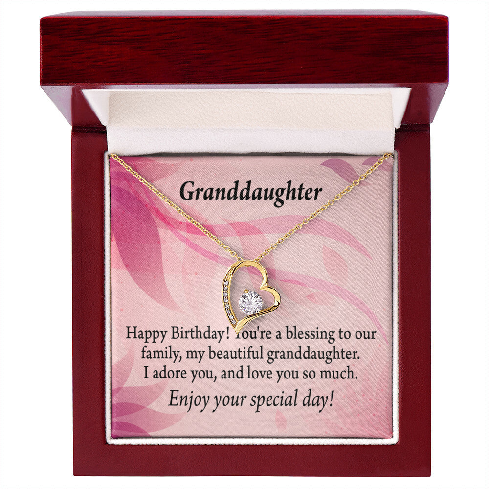 To My Granddaughter Beautiful Granddaughter Birthday Message Forever Necklace w Message Card-Express Your Love Gifts