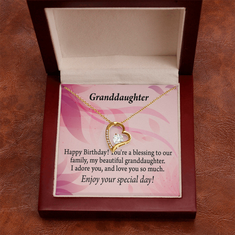 To My Granddaughter Beautiful Granddaughter Birthday Message Forever Necklace w Message Card-Express Your Love Gifts