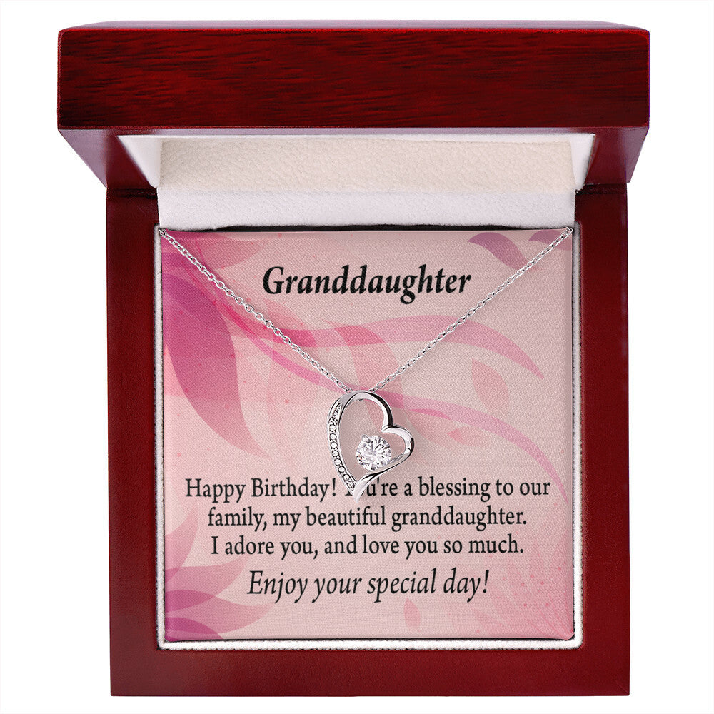 To My Granddaughter Beautiful Granddaughter Birthday Message Forever Necklace w Message Card-Express Your Love Gifts