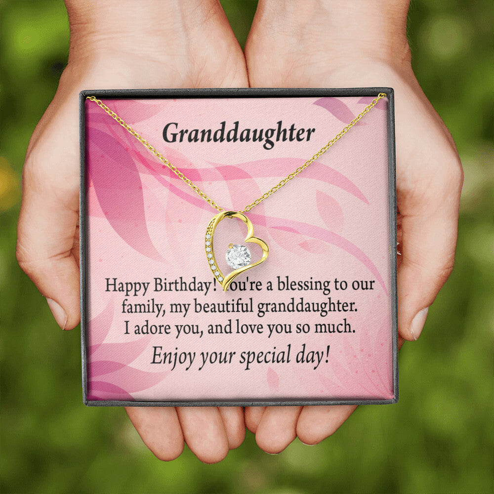 To My Granddaughter Beautiful Granddaughter Birthday Message Forever Necklace w Message Card-Express Your Love Gifts