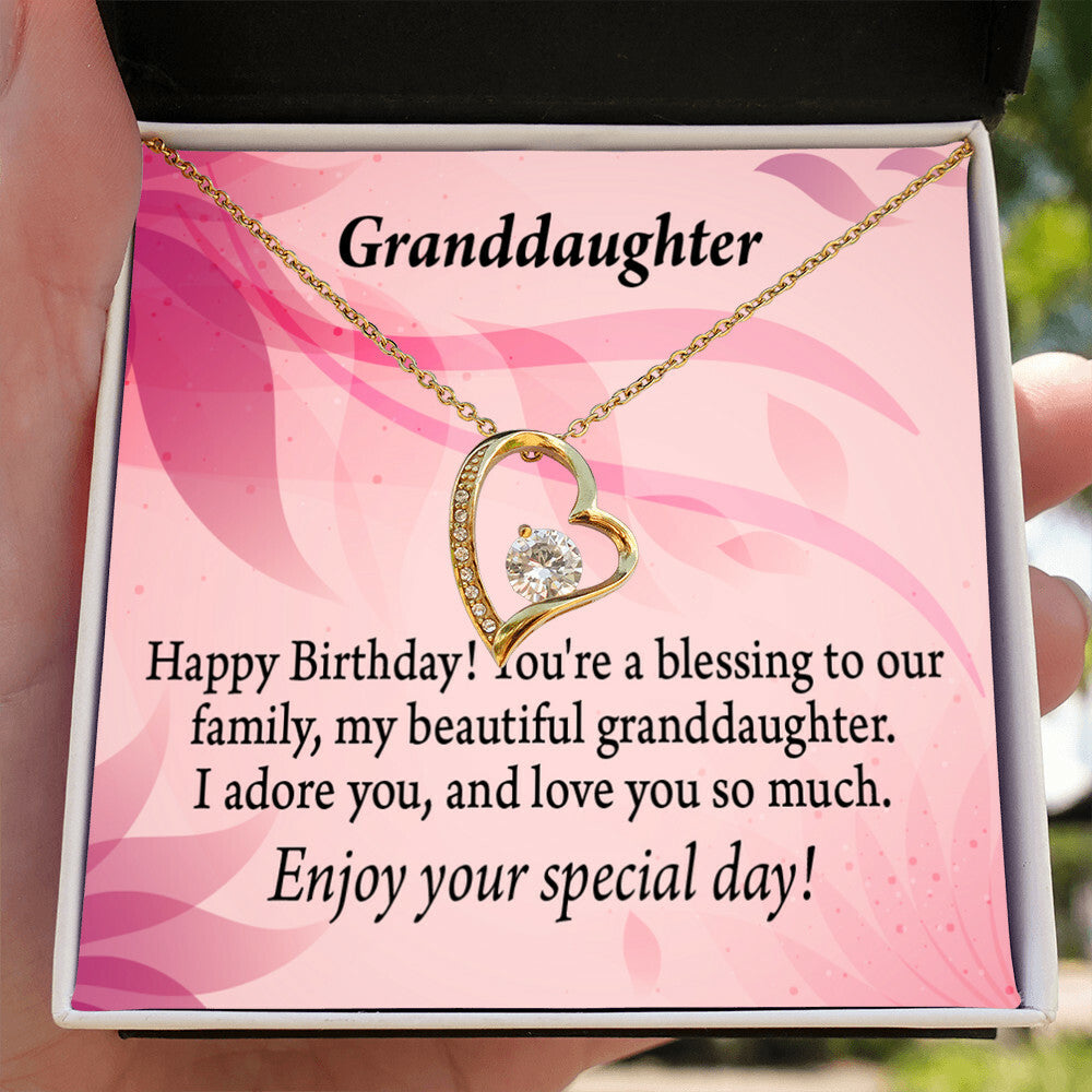 To My Granddaughter Beautiful Granddaughter Birthday Message Forever Necklace w Message Card-Express Your Love Gifts
