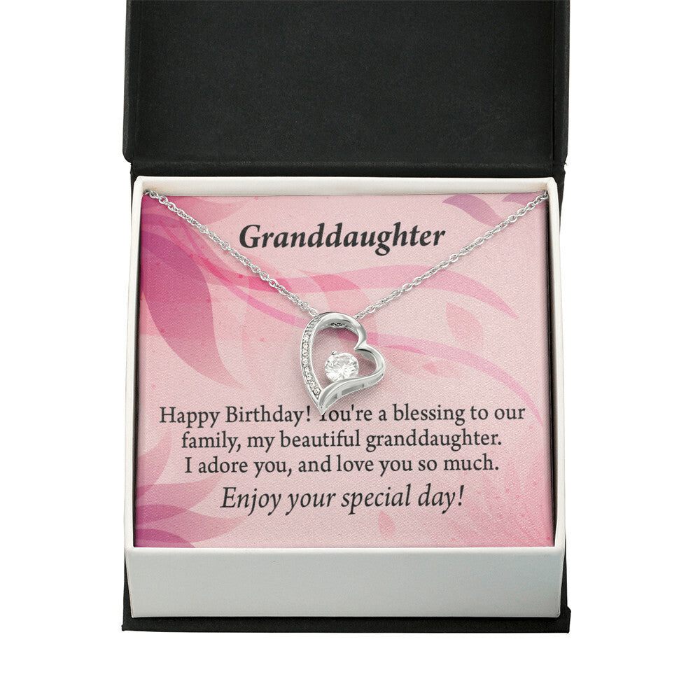 To My Granddaughter Beautiful Granddaughter Birthday Message Forever Necklace w Message Card-Express Your Love Gifts