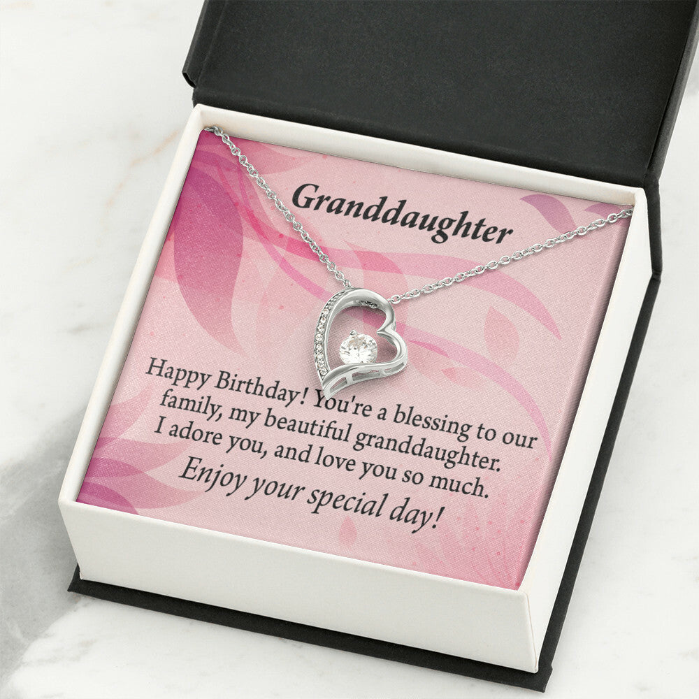 To My Granddaughter Beautiful Granddaughter Birthday Message Forever Necklace w Message Card-Express Your Love Gifts