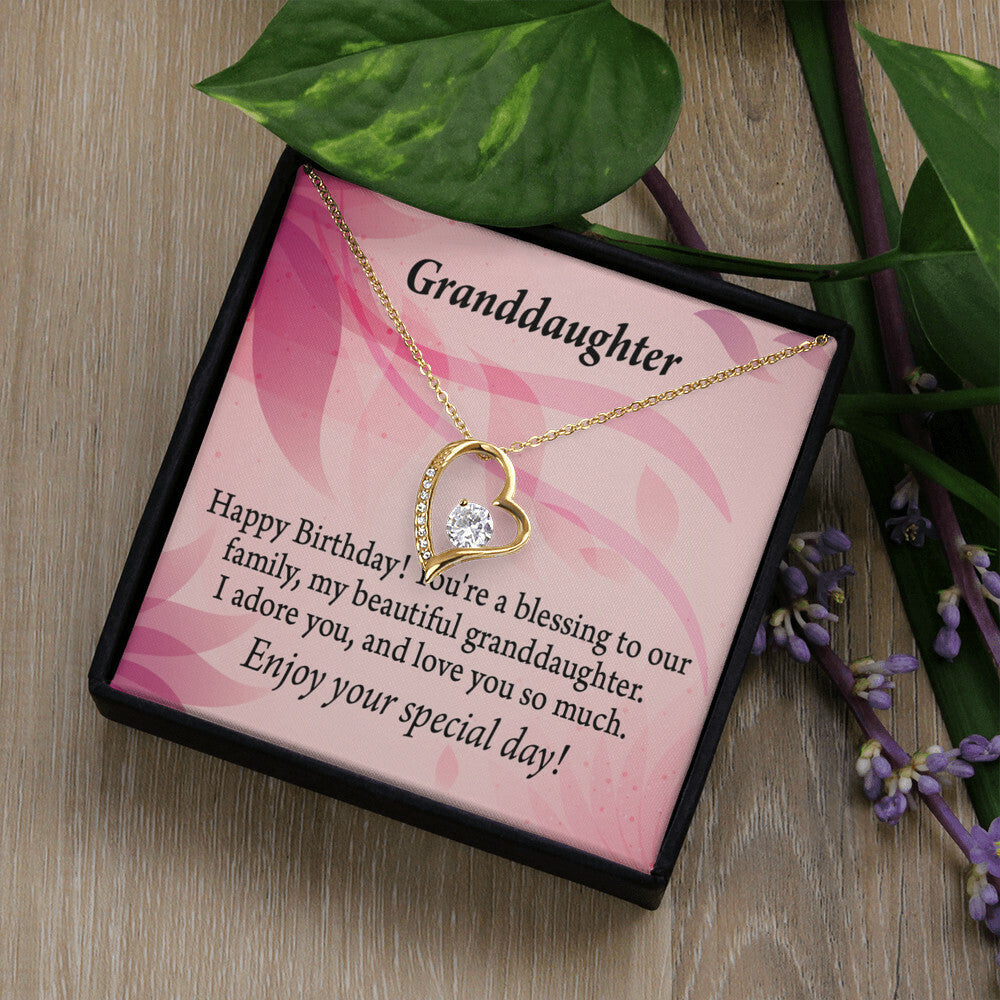 To My Granddaughter Beautiful Granddaughter Birthday Message Forever Necklace w Message Card-Express Your Love Gifts