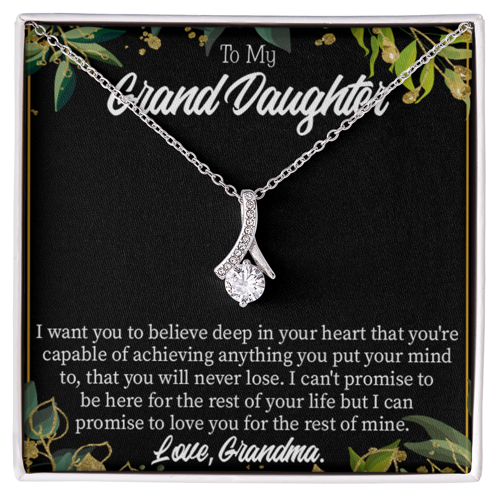 To My Granddaughter Believe Alluring Ribbon Necklace Message Card-Express Your Love Gifts