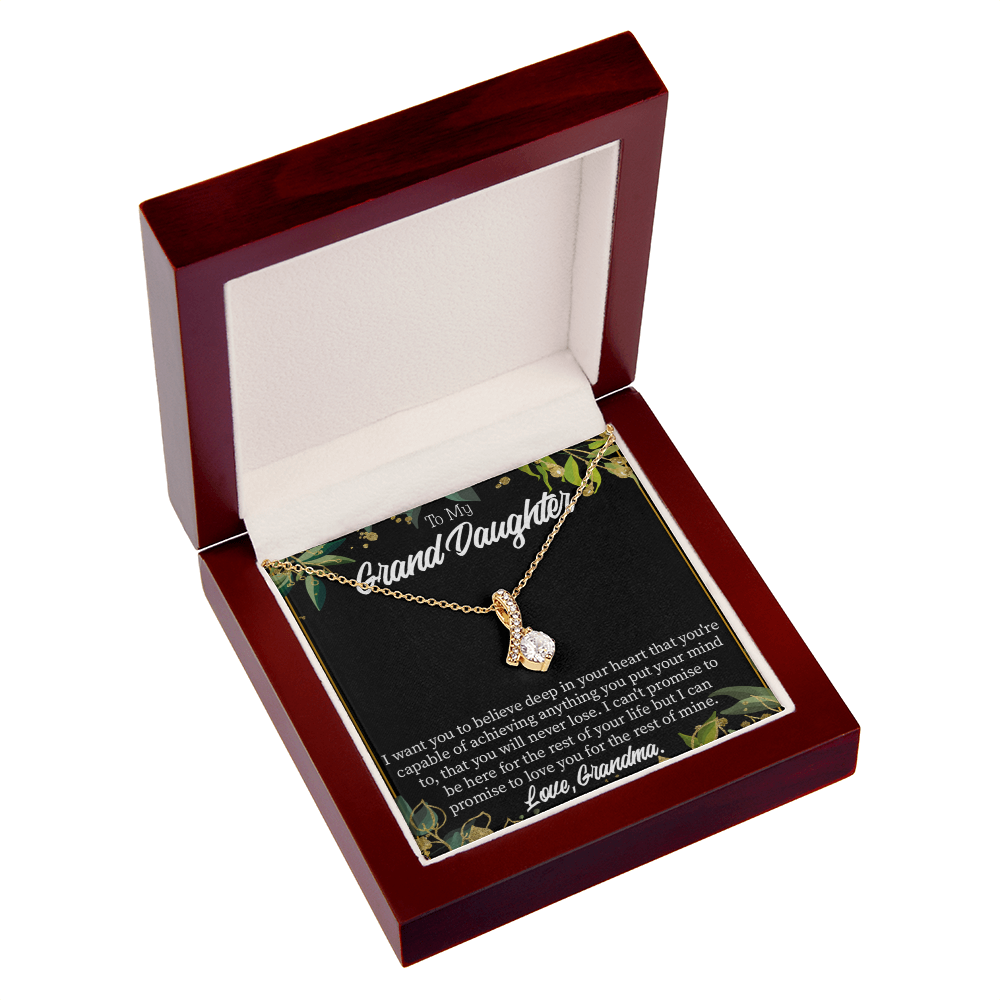 To My Granddaughter Believe Alluring Ribbon Necklace Message Card-Express Your Love Gifts