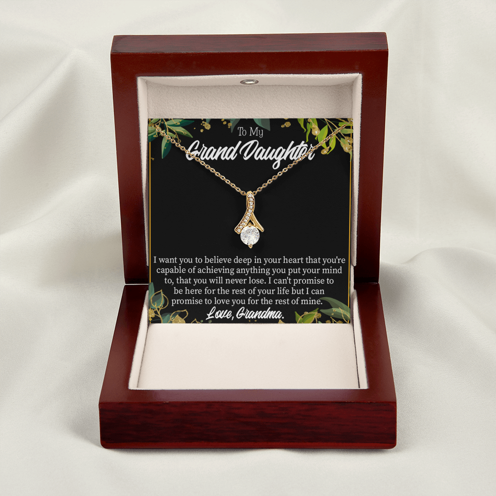 To My Granddaughter Believe Alluring Ribbon Necklace Message Card-Express Your Love Gifts