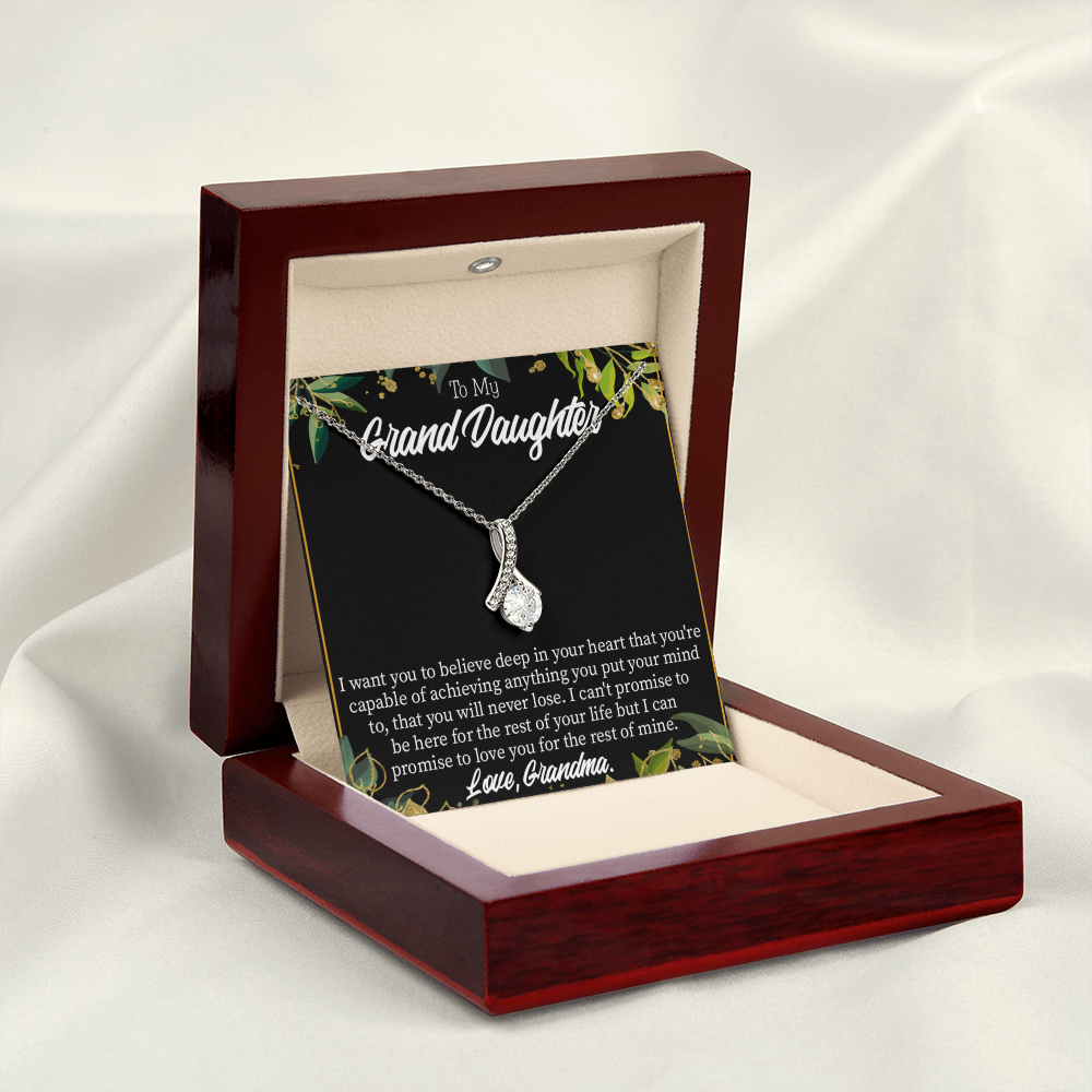 To My Granddaughter Believe Alluring Ribbon Necklace Message Card-Express Your Love Gifts