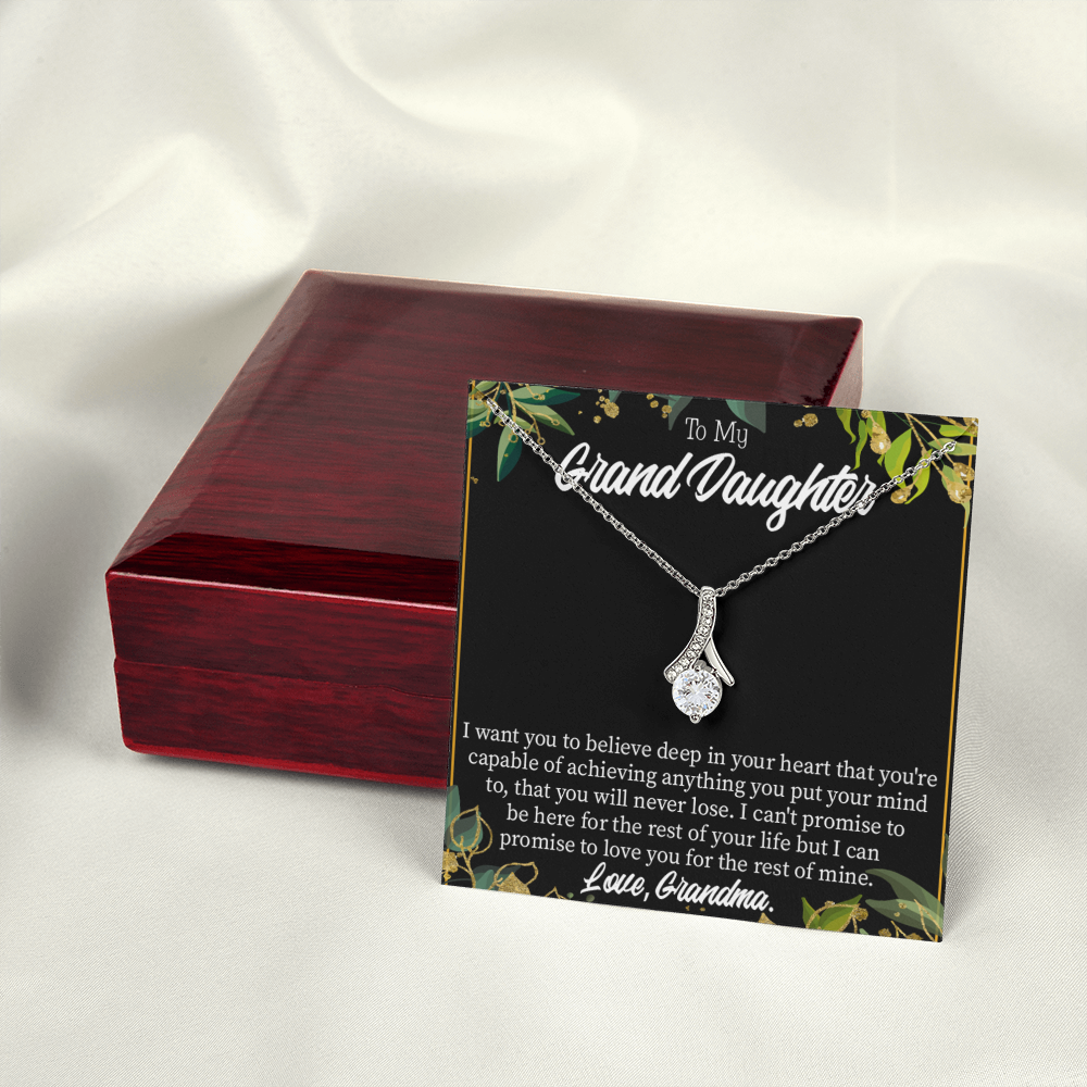 To My Granddaughter Believe Alluring Ribbon Necklace Message Card-Express Your Love Gifts