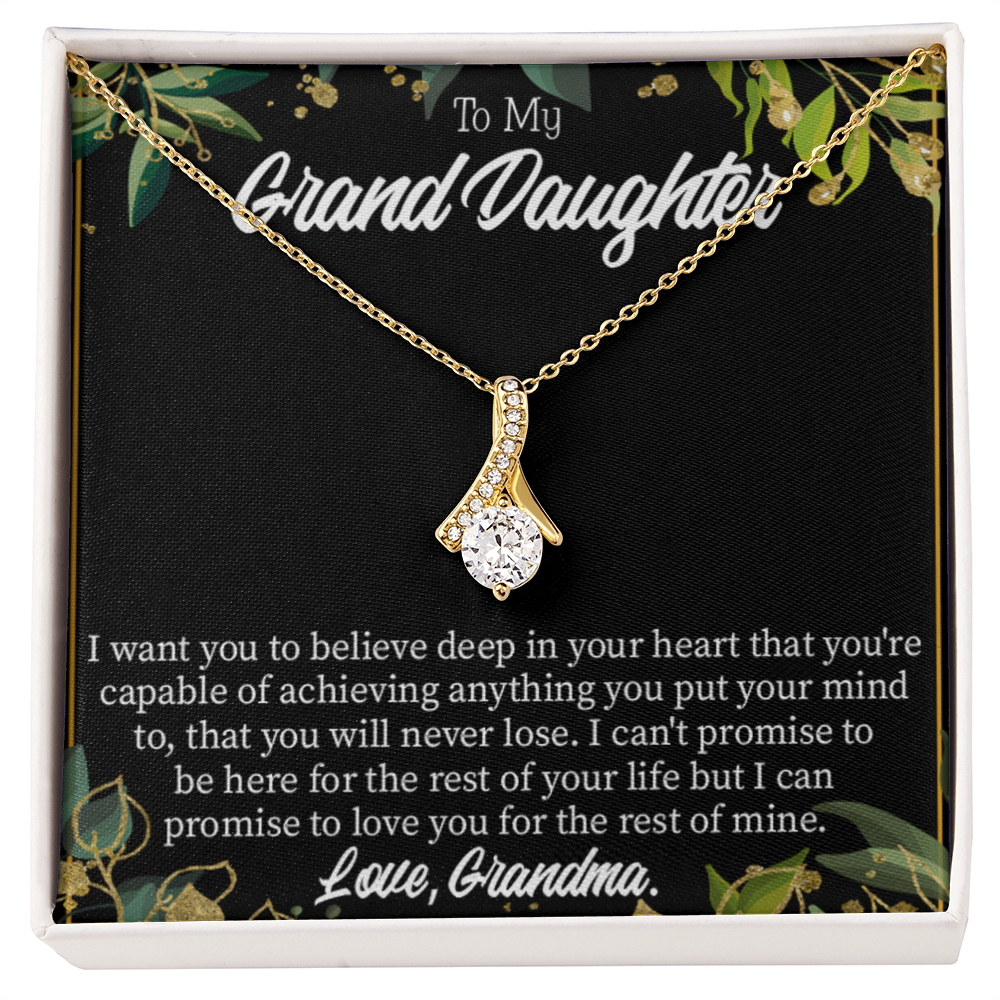 To My Granddaughter Believe Alluring Ribbon Necklace Message Card-Express Your Love Gifts