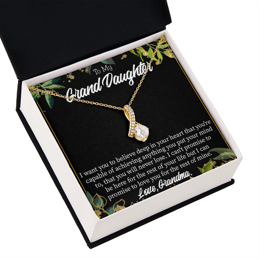 To My Granddaughter Believe Alluring Ribbon Necklace Message Card-Express Your Love Gifts