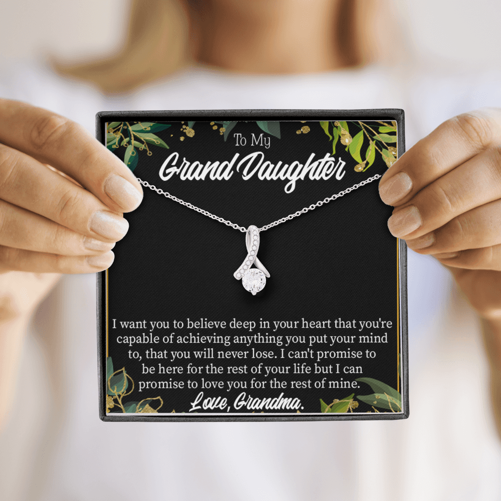 To My Granddaughter Believe Alluring Ribbon Necklace Message Card-Express Your Love Gifts