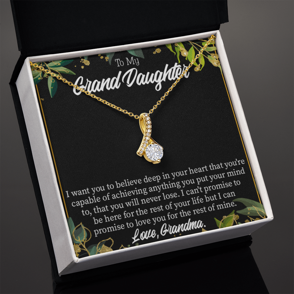 To My Granddaughter Believe Alluring Ribbon Necklace Message Card-Express Your Love Gifts