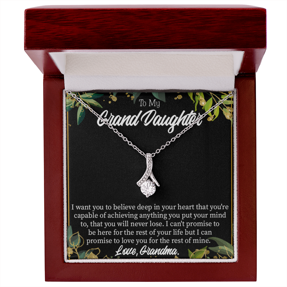 To My Granddaughter Believe Alluring Ribbon Necklace Message Card-Express Your Love Gifts