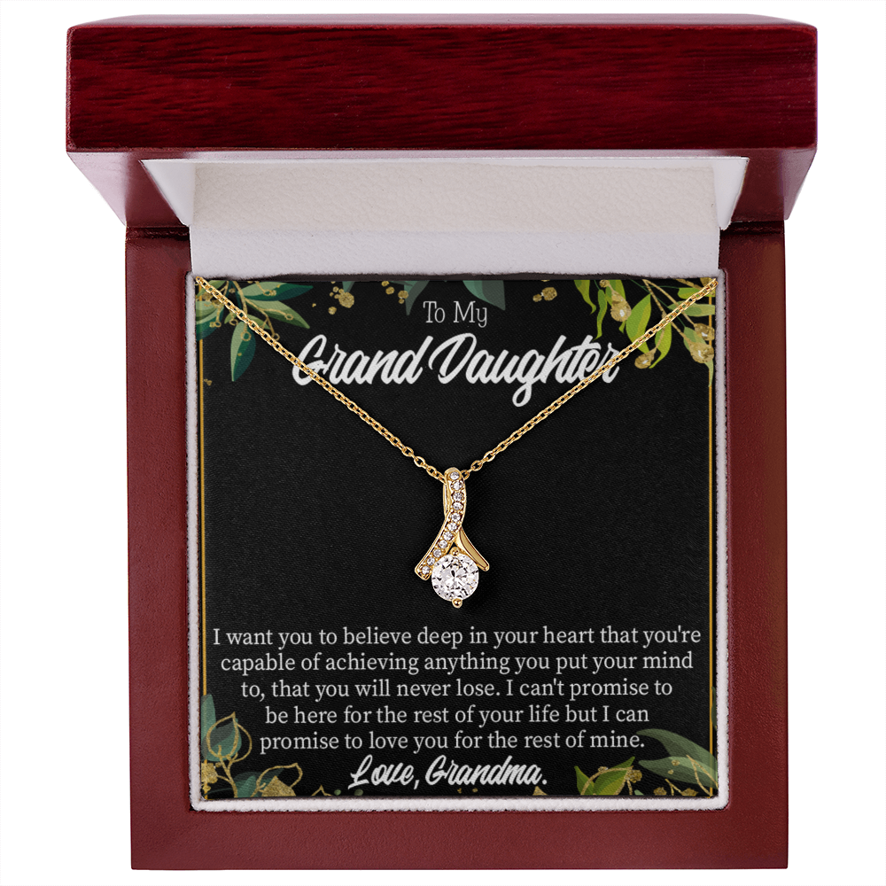 To My Granddaughter Believe Alluring Ribbon Necklace Message Card-Express Your Love Gifts